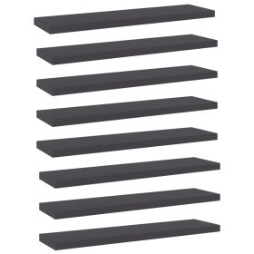 Bookshelf Boards 8 pcs Gray 15.7"x3.9"x0.6" Engineered Wood