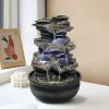 15.7inches High Rock Cascading Tabletop Fountain with LED Light for Home Office Bedroom Relaxation