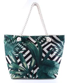 Summer Bag Bohemian Multifunctional Waterproof Beach Bag Swimsuit Storage Wash Bag Portable Women's Tote Bag With Zipper (Color: Banana Leaf)