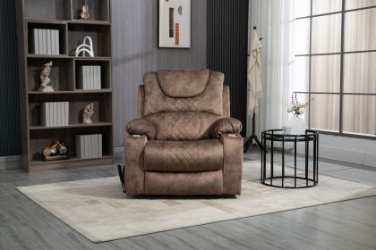 Lounge chair lift chair relax sofa chair sitting room furniture sitting room power supply elderly electric lounge chair (180 degree lying flat) (Color: Brown)